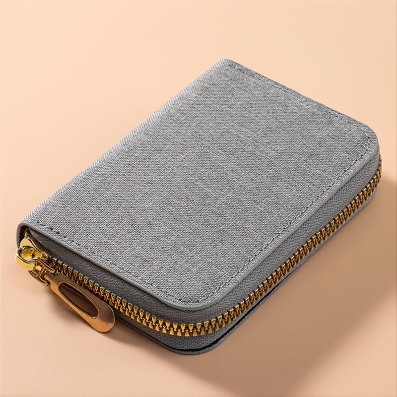 Men Business Card Holder Wallet gray Canvas 20 Slots