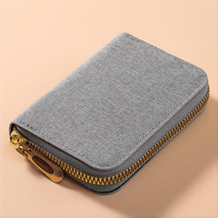 Men Business Card Holder Wallet gray Canvas 20 Slots