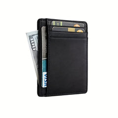 RFID Blocking Card Holder Slim Wallet PU Leather Minimalist Medium Size