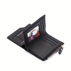 Men's PU Leather Wallet with Card Slots and Zipper Coin Purse