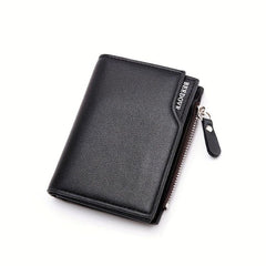 Men's PU Leather Wallet with Card Slots and Zipper Coin Purse