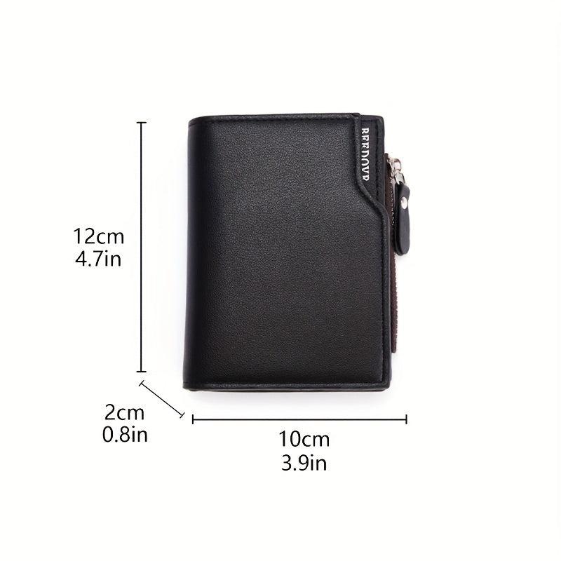 Men's PU Leather Wallet with Card Slots and Zipper Coin Purse