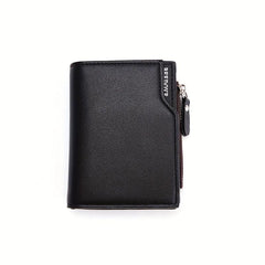 Men's PU Leather Wallet with Card Slots and Zipper Coin Purse