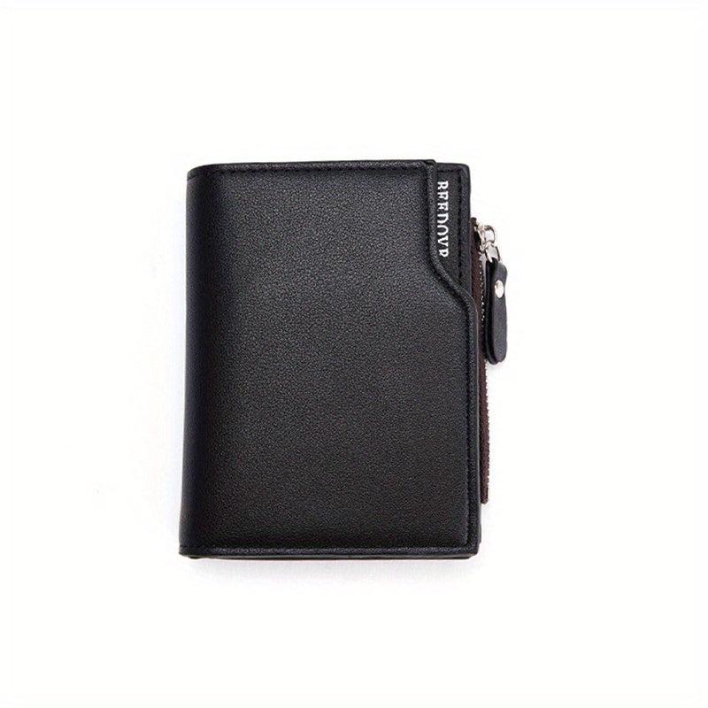 Men's PU Leather Wallet with Card Slots and Zipper Coin Purse