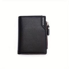 Men's PU Leather Wallet with Card Slots and Zipper Coin Purse