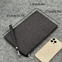 Men's Casual Clutch Bag Large Capacity Zipper Wrist Bag