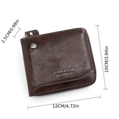 Men's Short Wallet PU Large Capacity Card Wallet