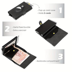 Men's Auto Pop Up Card Holder with Tracker Case