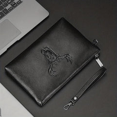 Men's Deer Pattern Handbag Large Capacity Clutch Bag