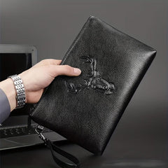 Men's Deer Pattern Handbag Large Capacity Clutch Bag