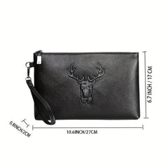 Men's Deer Pattern Handbag Large Capacity Clutch Bag