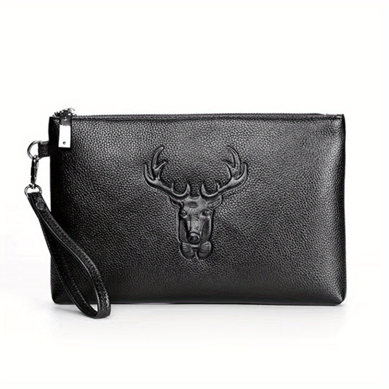 Men's Deer Pattern Handbag Large Capacity Clutch Bag