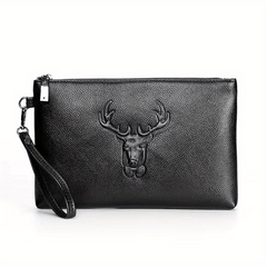 Men's Deer Pattern Handbag Large Capacity Clutch Bag