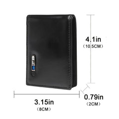 Leather Men Credit Card Holder Wallet Money Clip 6 Card Slots