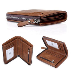 Men's RFID Blocking Bifold Leather Wallet ID Credit Card Holder Zipper Wallet