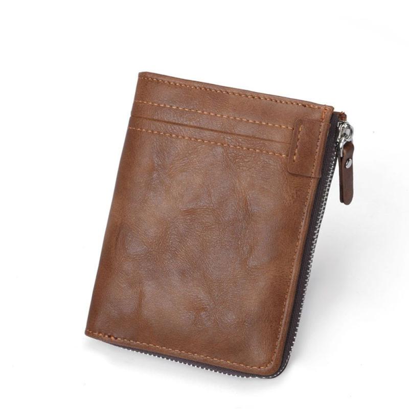 Men's RFID Blocking Bifold Leather Wallet ID Credit Card Holder Zipper Wallet