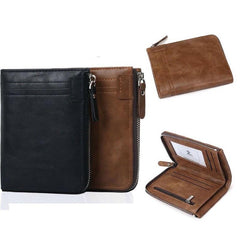 Men's RFID Blocking Bifold Leather Wallet ID Credit Card Holder Zipper Wallet