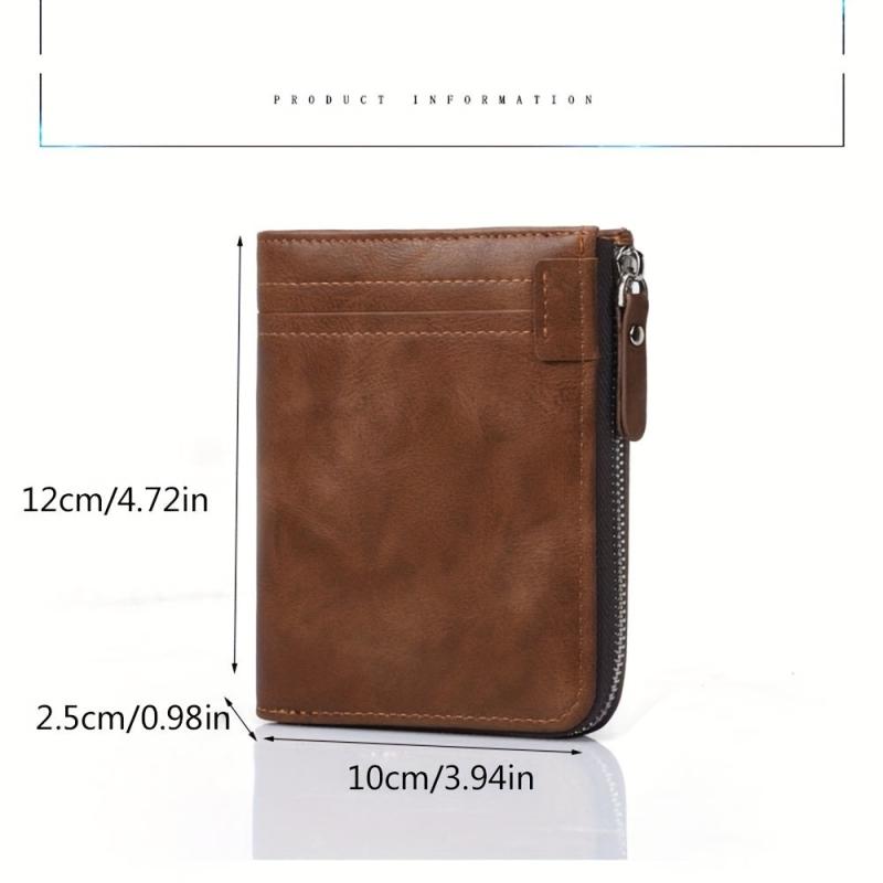 Men's RFID Blocking Bifold Leather Wallet ID Credit Card Holder Zipper Wallet