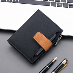 Men's Canvas Short Wallet With Buckle Zipper