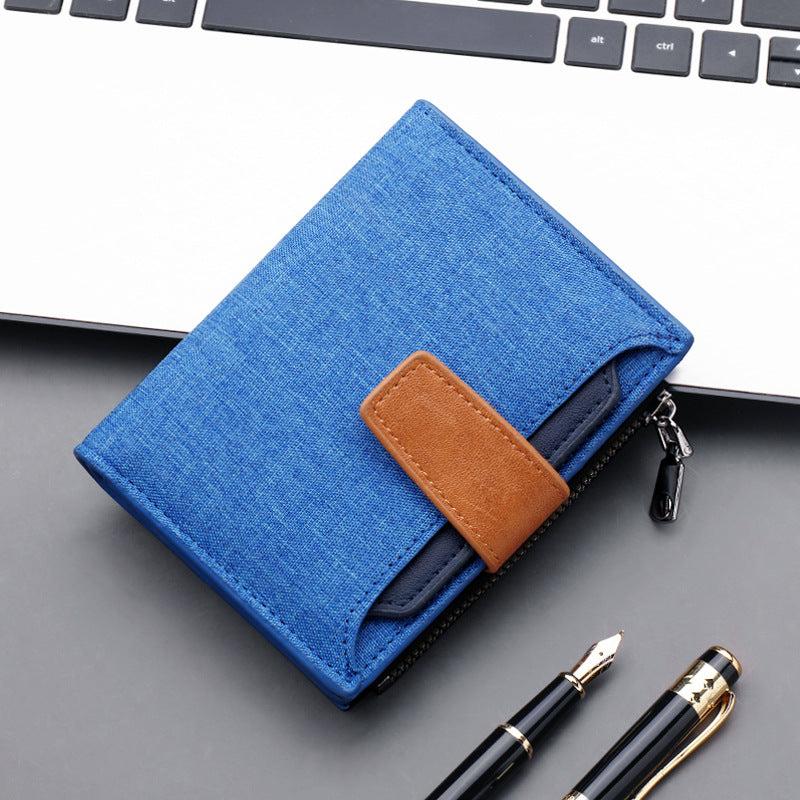 Men's Canvas Short Wallet With Buckle Zipper