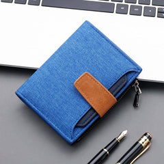 Men's Canvas Short Wallet With Buckle Zipper