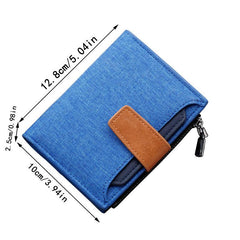 Men's Canvas Short Wallet With Buckle Zipper