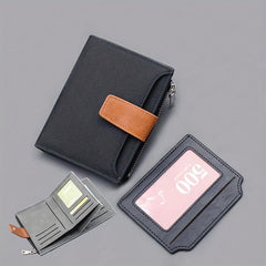 Men's Canvas Short Wallet With Buckle Zipper
