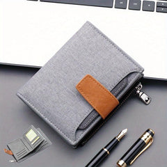 Men's Canvas Short Wallet With Buckle Zipper