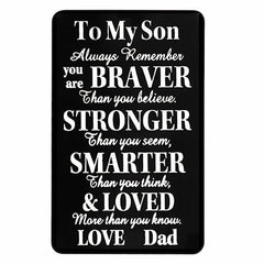 Engraved Metal Wallet Card Note for Son or Daughter