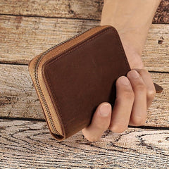 Men's RFID Blocking Leather Wallet Zipper Credit Card Holder