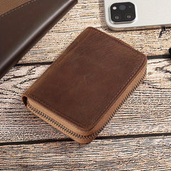 Men's RFID Blocking Leather Wallet Zipper Credit Card Holder