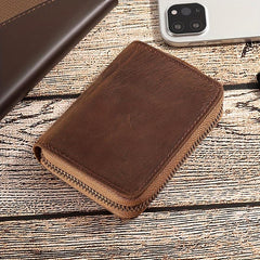 Men's RFID Blocking Leather Wallet Zipper Credit Card Holder