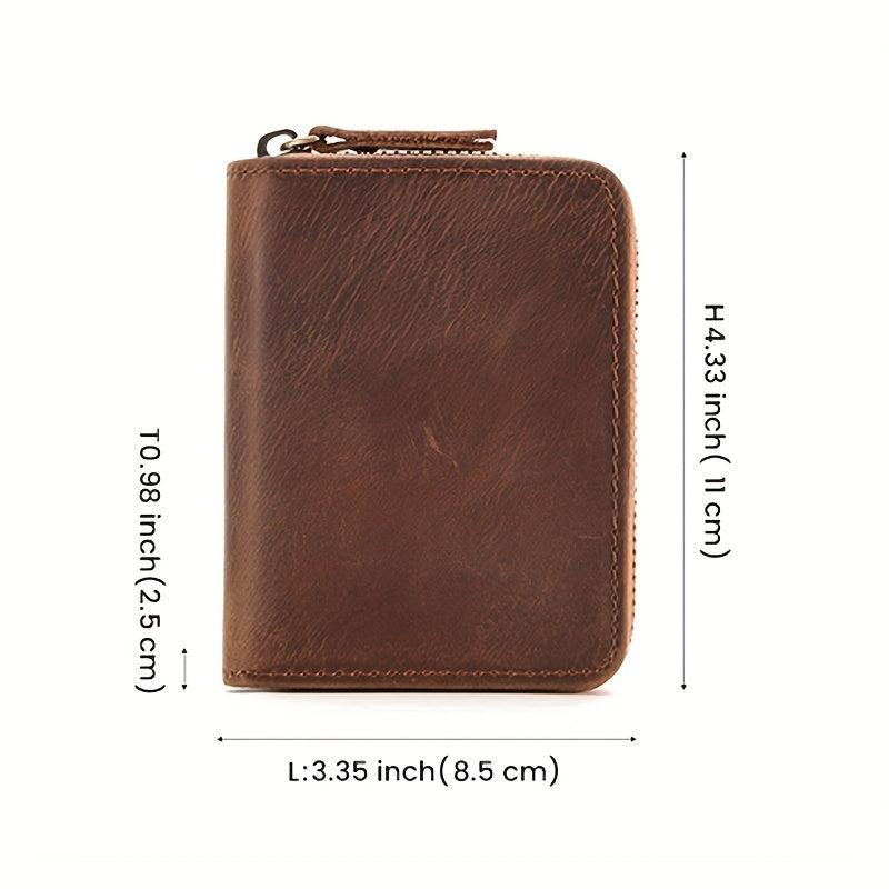 Men's RFID Blocking Leather Wallet Zipper Credit Card Holder