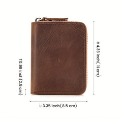 Men's RFID Blocking Leather Wallet Zipper Credit Card Holder