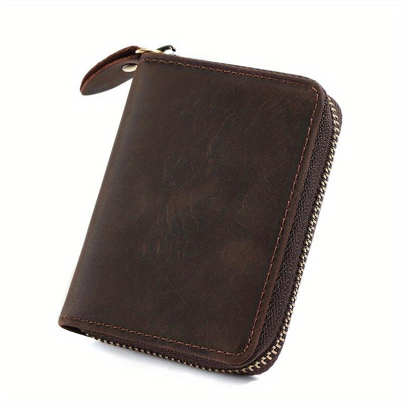 Men's RFID Blocking Leather Wallet Zipper Credit Card Holder