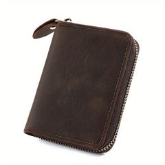 Men's RFID Blocking Leather Wallet Zipper Credit Card Holder