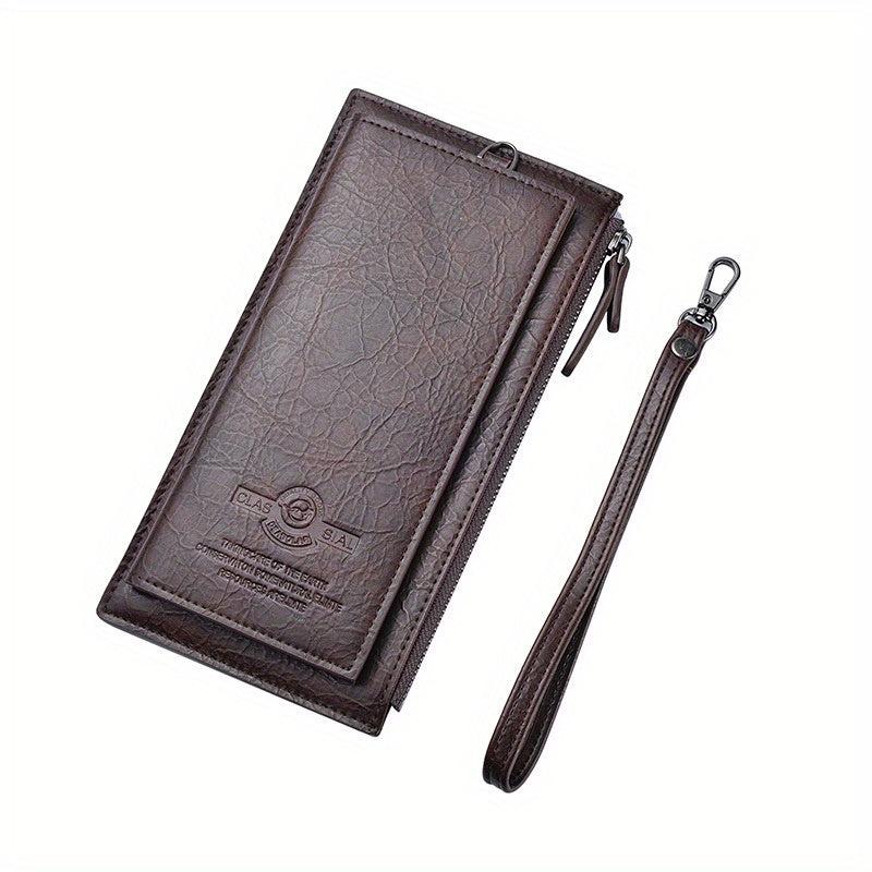 Vintage Men's Long Wallet Zipper Coin Purse Card Slots Ultra Thin Personalized