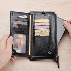 Vintage Men's Long Wallet Zipper Coin Purse Card Slots Ultra Thin Personalized