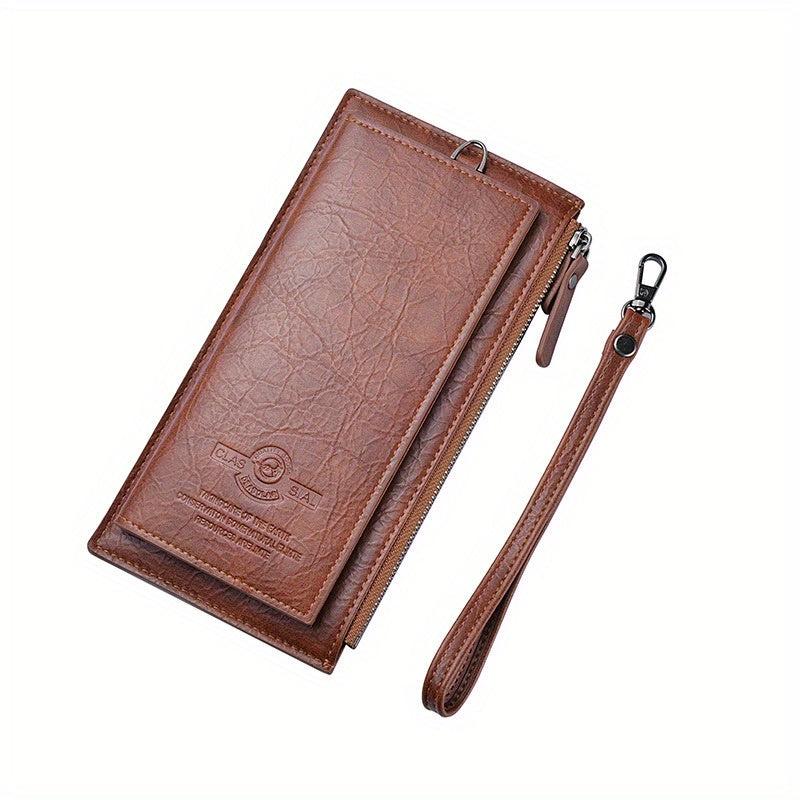 Vintage Men's Long Wallet Zipper Coin Purse Card Slots Ultra Thin Personalized
