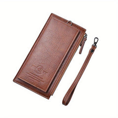 Vintage Men's Long Wallet Zipper Coin Purse Card Slots Ultra Thin Personalized