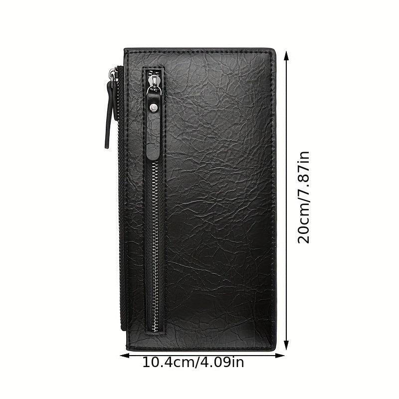 Vintage Men's Long Wallet Zipper Coin Purse Card Slots Ultra Thin Personalized