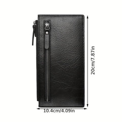 Vintage Men's Long Wallet Zipper Coin Purse Card Slots Ultra Thin Personalized