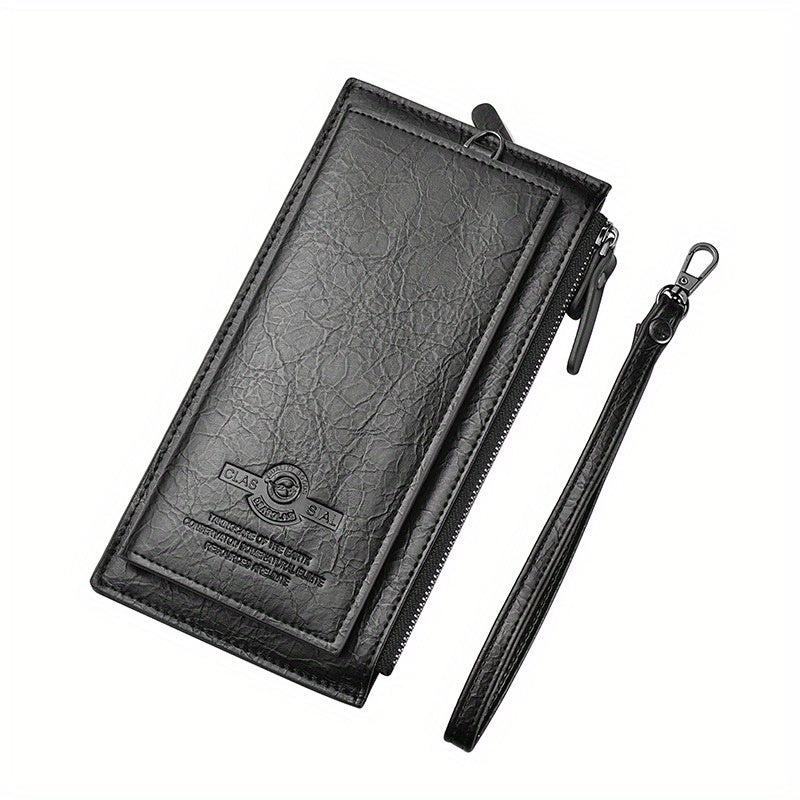 Vintage Men's Long Wallet Zipper Coin Purse Card Slots Ultra Thin Personalized