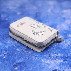 Card Holder Wallet PU Leather Credit Card Case 18 Card Slots Zipper Bag