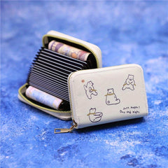 Card Holder Wallet PU Leather Credit Card Case 18 Card Slots Zipper Bag