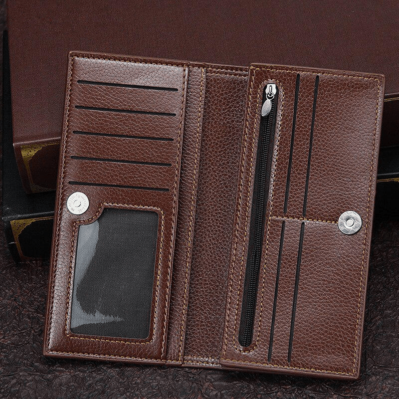 Men's Long Wallet Magnetic Buckle Envelope Large Capacity