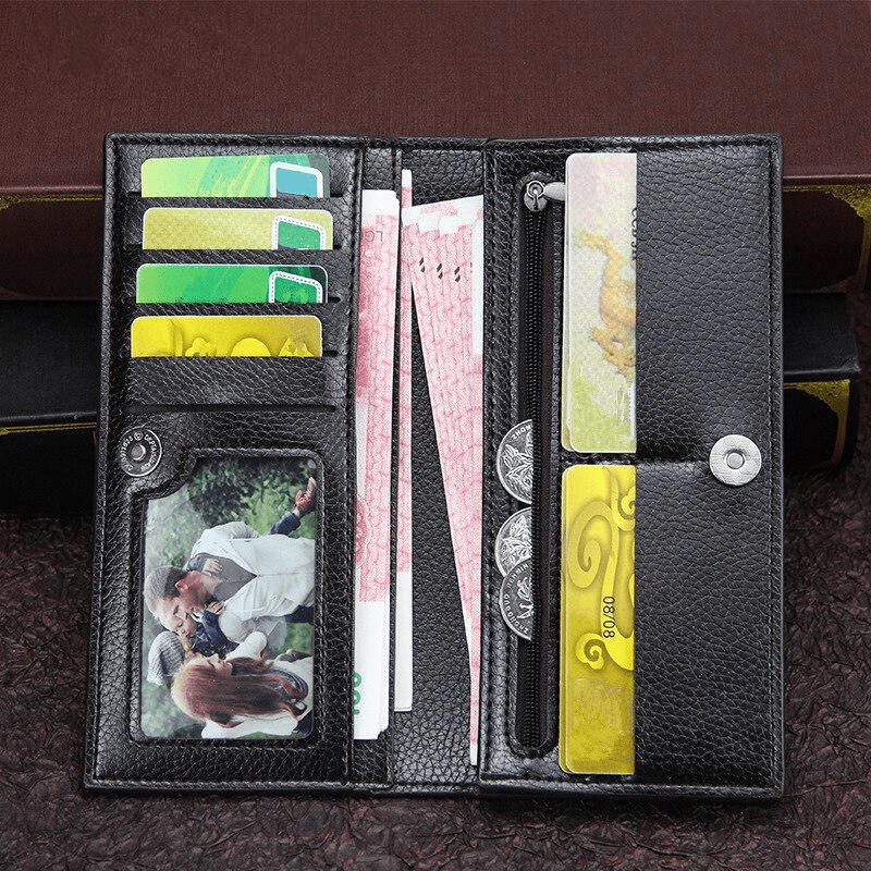 Men's Long Wallet Magnetic Buckle Envelope Large Capacity