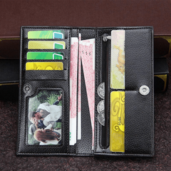 Men's Long Wallet Magnetic Buckle Envelope Large Capacity