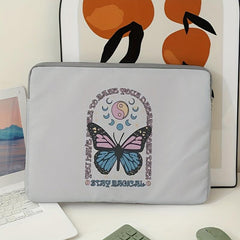 Printed Butterfly Skull Laptop Bag, Soft Surface, Zipper Case Bag