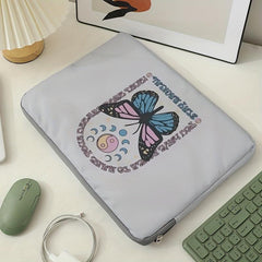 Printed Butterfly Skull Laptop Bag, Soft Surface, Zipper Case Bag